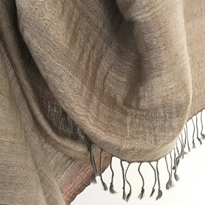 Avani Wild Silk Shawl in Frosted Slate Grey with Copper Border