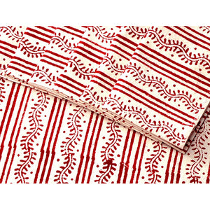 Tilonia® Table Linen & Napkin Set for 6 - Centipede Stripe in Cranberry Red