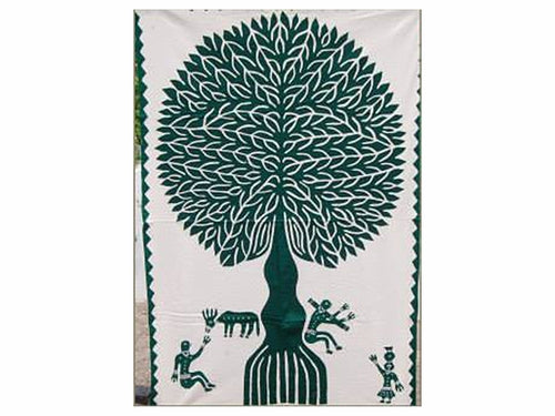 Tilonia® Wall Hanging - Tree of Life Appliqué in Green - 24" x 36"