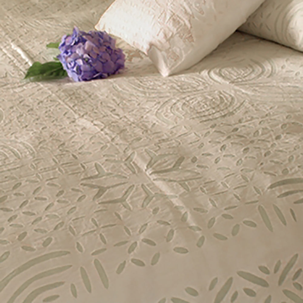 Barmer Appliqué King Bedspread Set - White on White