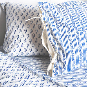 Tilonia® Queen Duvet Set - Centipede Stripe & Sprig in Blue