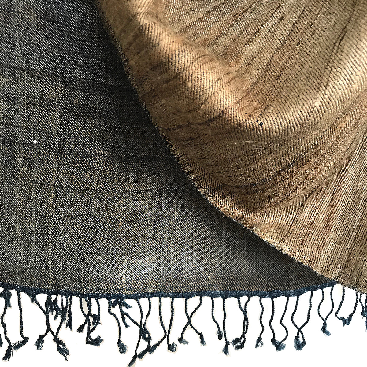 Avani Wild Silk & Wool Large Shawl in Gold & Blue Green