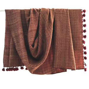 Avani Silk & Wool Large Shawl in Maroon & Gold