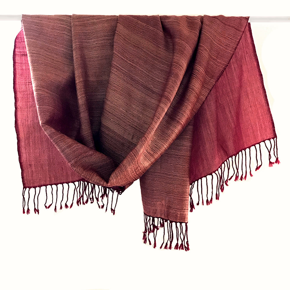Avani Wild Silk Large Shawl in Frosted Maroon Red
