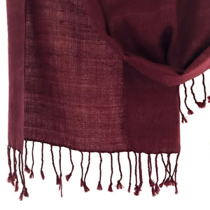 Avani Wild Silk & Wool Shawl in Maroon Red