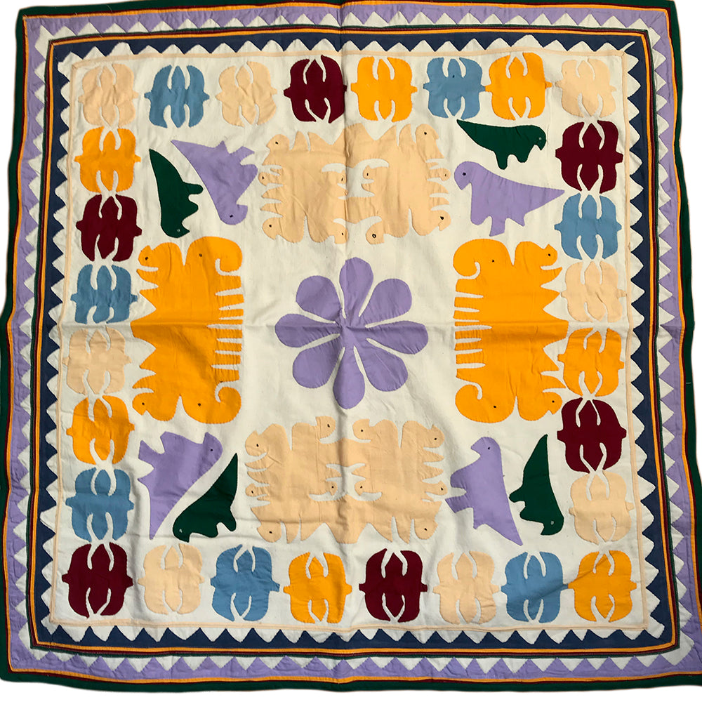 Tilonia® Floor Pillow Cover with Colorful Appliqué