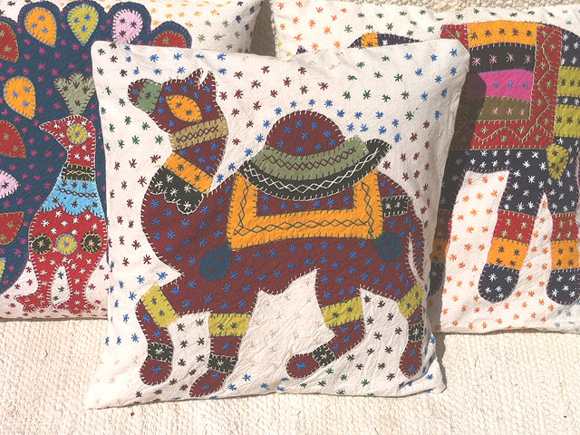 Barmer Appliqué Pillow Cover - Rajasthani Camel