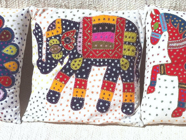 Barmer Appliqué Pillow Cover - Elephant