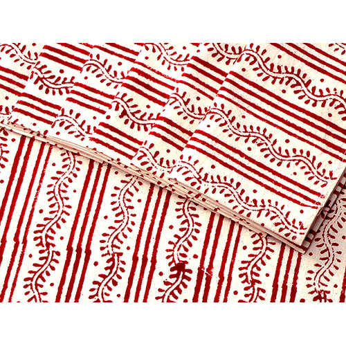 Tilonia® Table Linen & Napkin Set for 6 - Centipede Stripe in Cranberry Red