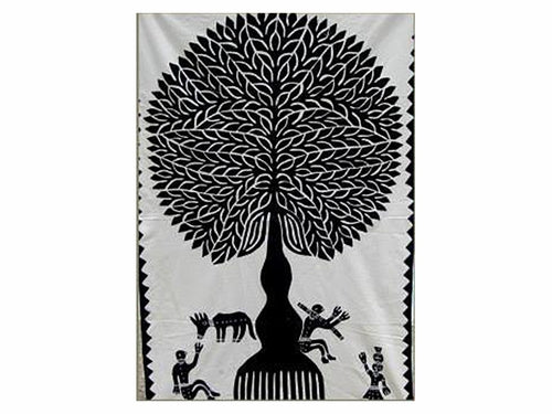 Tilonia® Wall Hanging - Tree of Life Appliqué in Black - 32&quot; x 52&quot;