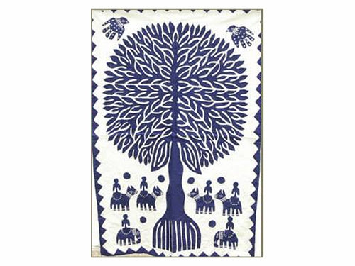 Tilonia® Wall Hanging - Tree of Life Appliqué in Blue - 24" x 36"
