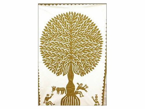 Tilonia® Wall Hanging - Tree of Life Appliqué in Gold - 24" x 36"