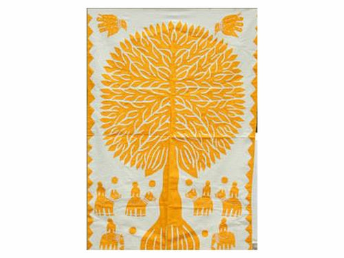 Tilonia® Wall Hanging - Tree of Life Appliqué in Yellow - 24" x 36"
