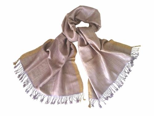 Avani Wild Silk Shawl in Frosted Lavender with Gold Border