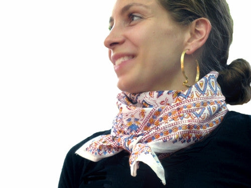 Tilonia® Beachcomber Scarf - Blue &amp; Red Floral Block Print